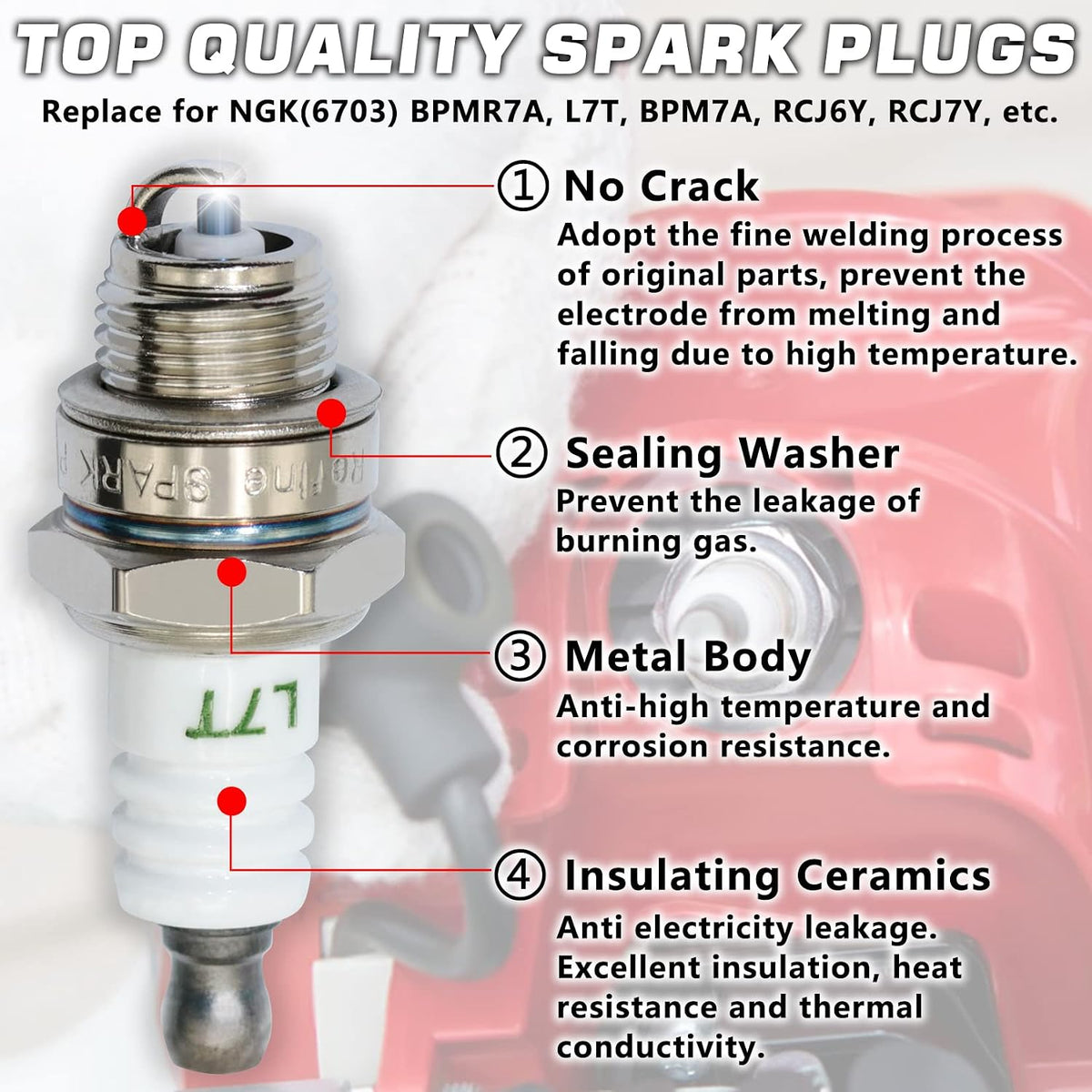 3pcs BPMR7A L7T Spark Plugs with 13 by 19 mm Chainsaw Scrench