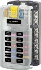 Blue Sea Systems ST Blade Fuse Block, 12 Circuits with Negative Bus