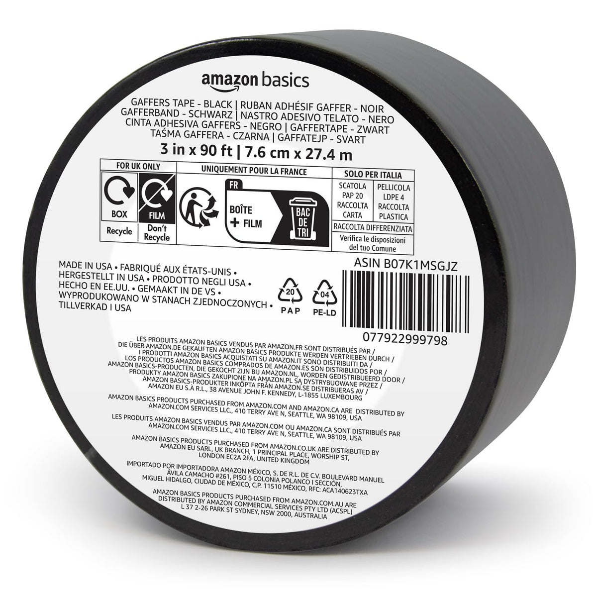 No Residue, Non-Reflective Gaffers Tape for Photography and Filming, Removable Strong Adhesive for Cords, 3 inch x 90