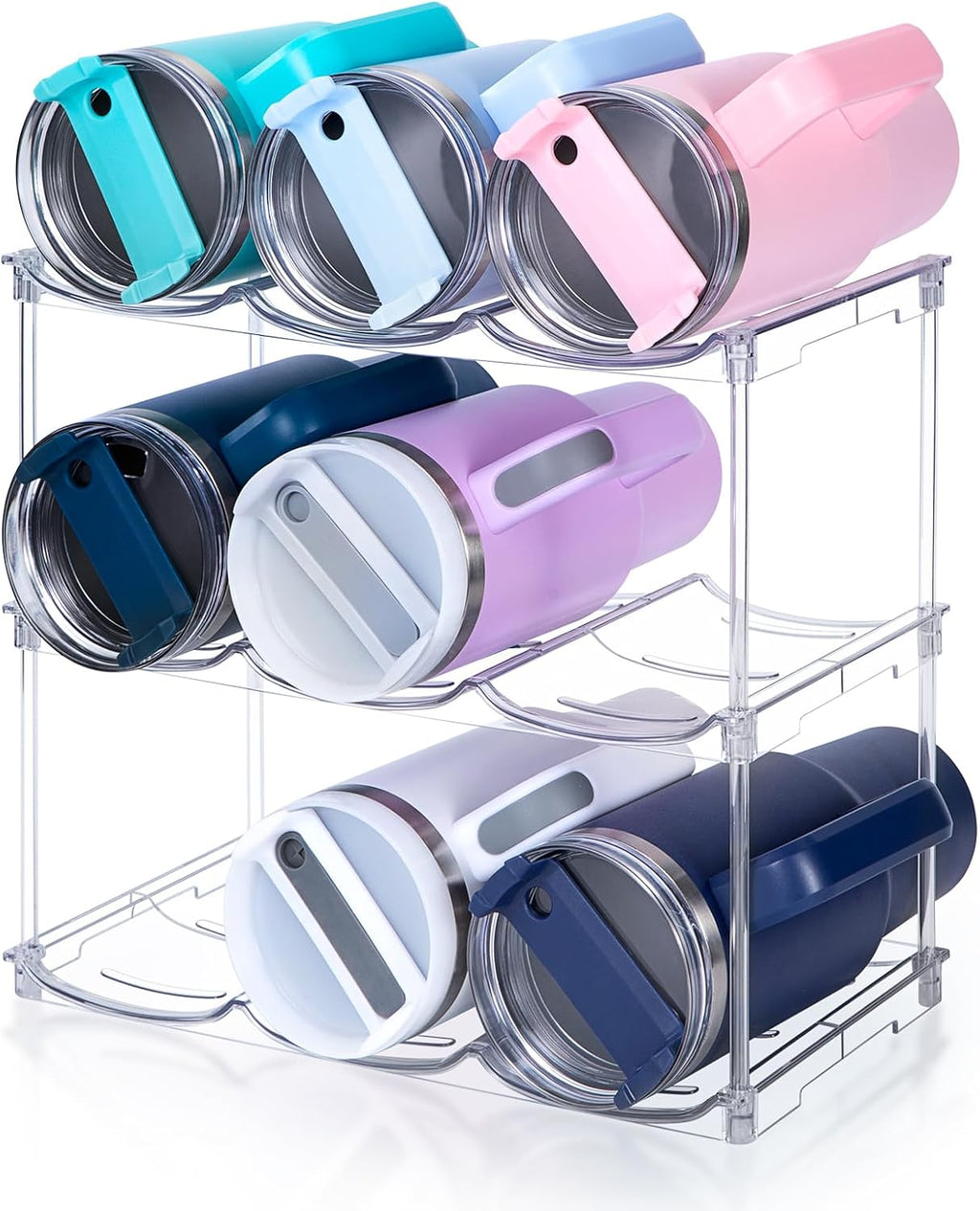 Stackable Water Bottle Organizer for Stanley 40 oz Tumbler, Water Bottle Holder for Cabinet, Pantry Kitchen