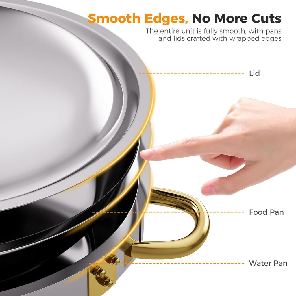 Gold 6QT Chafing Dishes, 4 Pack 18/8 Stainless Steel | 18/8 (304) stainless steel food pan and lid resist rust and