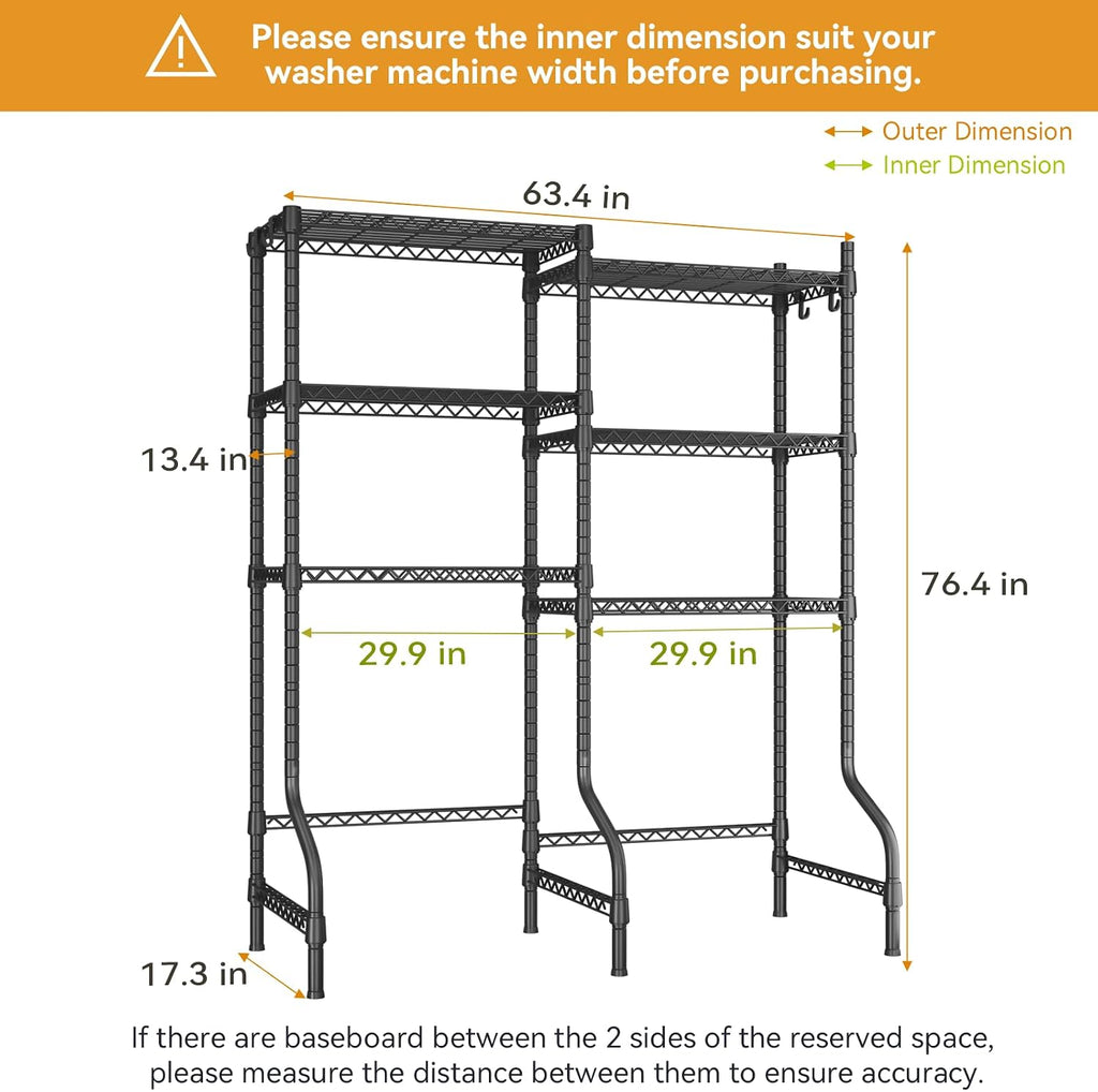 U15 Over Washer and Dryer Storage Shelves, Laundry Room Metal Rack