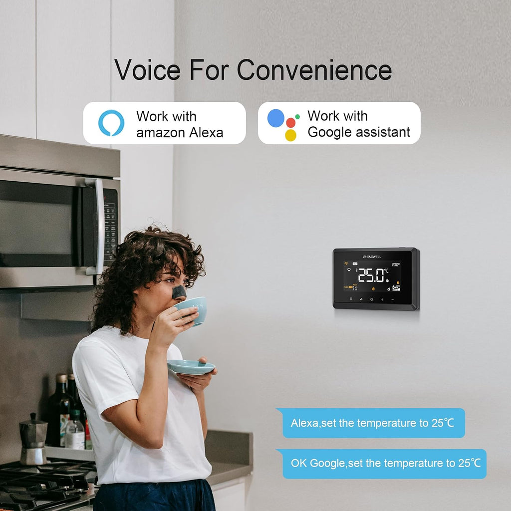 Smart WiFi Thermostat for Home, Programmable Thermostat 3H/2C for Heat Pump & Conventional Systems, Tuya App Control
