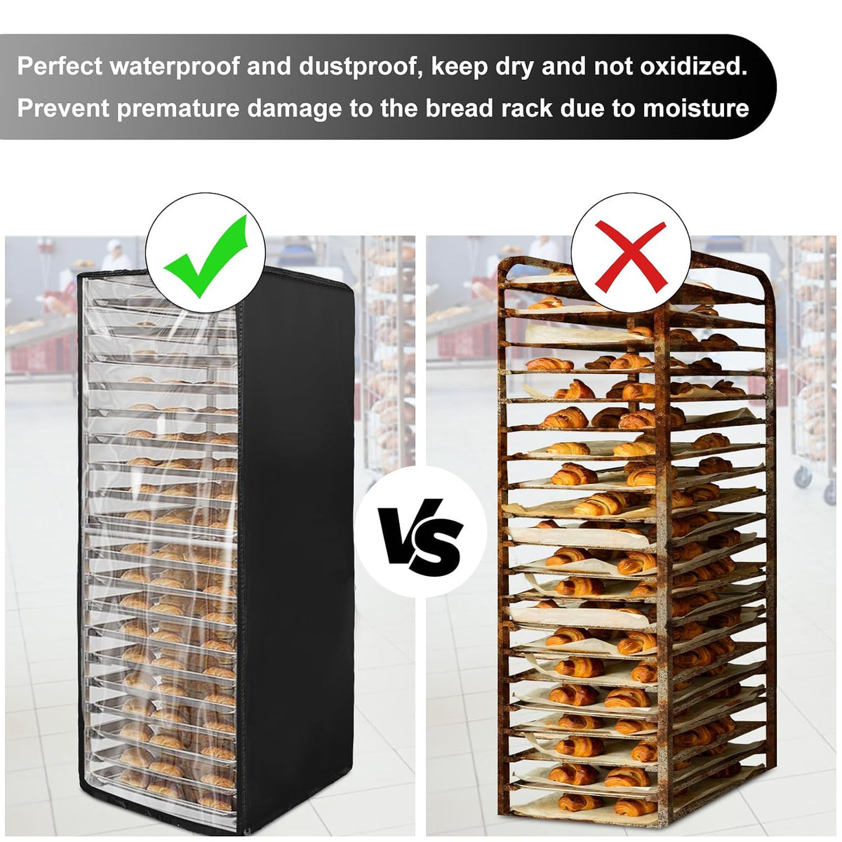 Speed Rack Cover With Zipper,20 Tier Bun Pan Rack Cover 23"X28"X64"