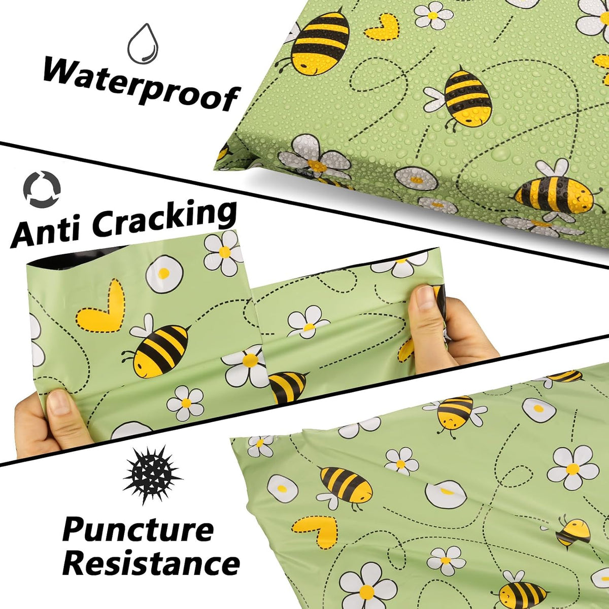Poly Mailers 10x13 Inch, 100 Pack, Bee Self-Seal Shipping Bags
