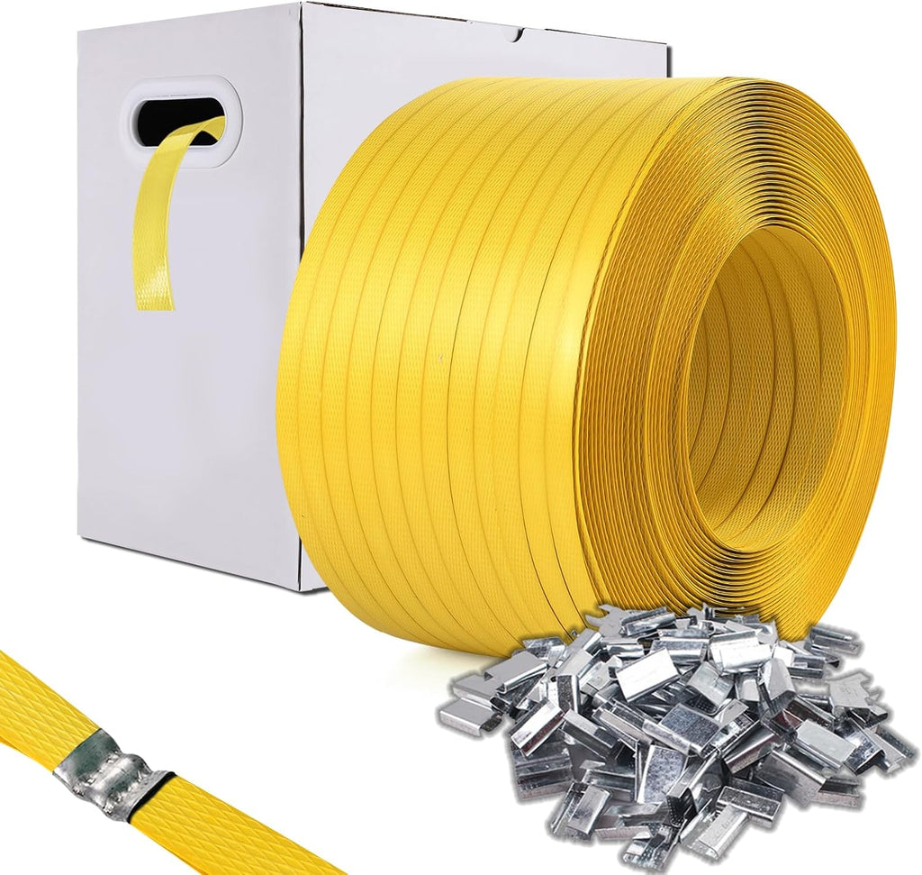 Packaging Strapping, Poly Straps, Carton Banding Strap (1/2" x 4000 ft x 0.032" PP Polyprophlene Coil Roll and 400
