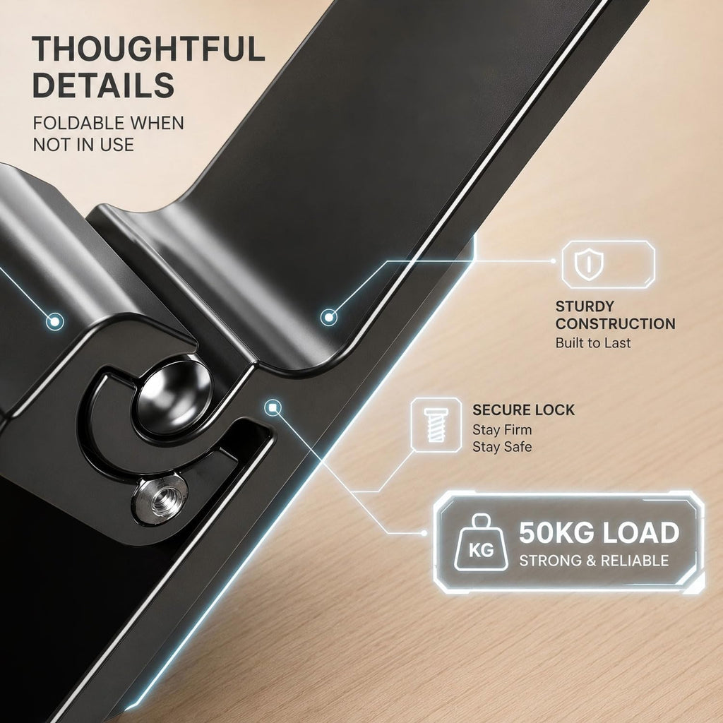 Headphone Stand for Desk, 3 Hooks Aluminum Alloy Headphone Holder (1 Foldable+2 Fixed) Space Saving Headset Stand