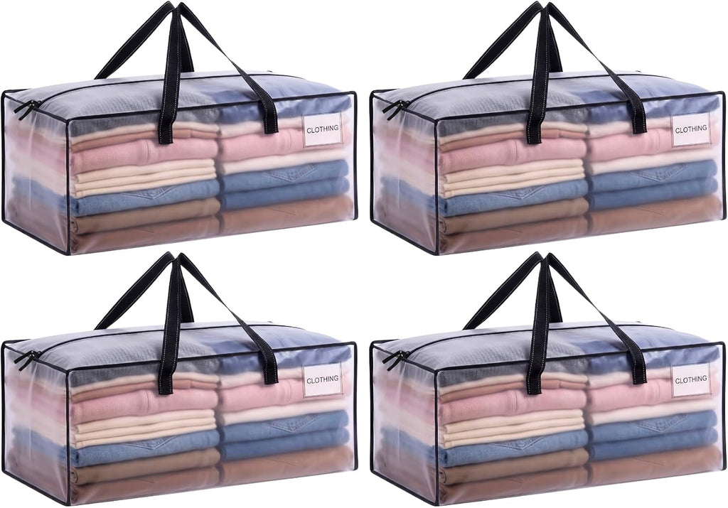 Heavy Duty Moving Bags, Storage Bags, Easy Visibility, Clear, 4 Pack