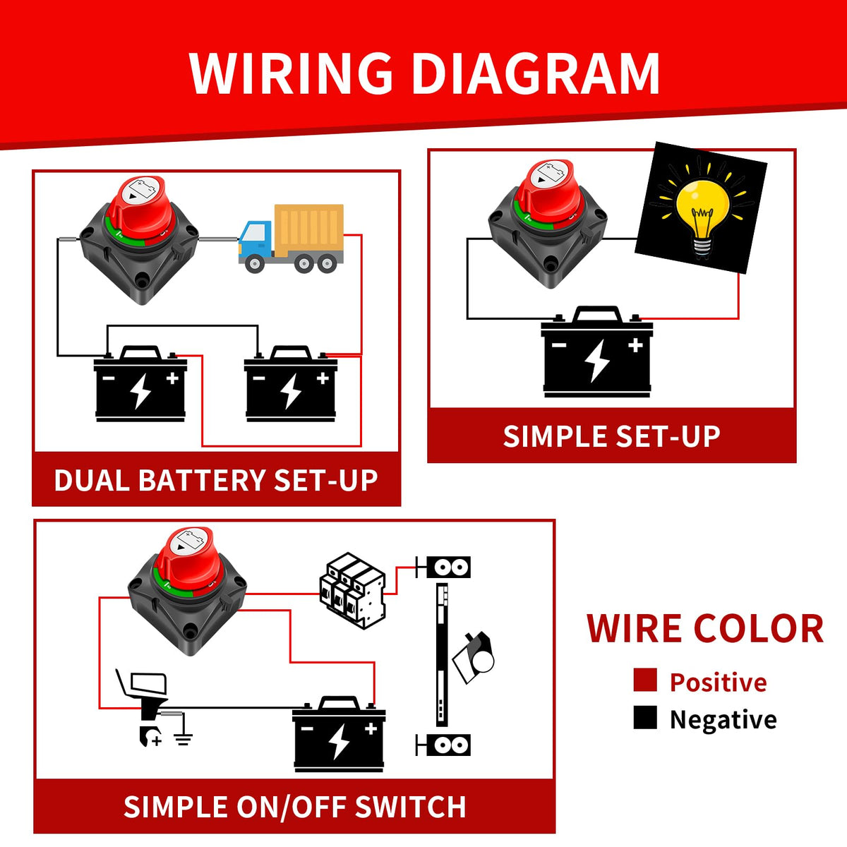 GOGONFLY Battery Disconnect Switch 12V-48V Power Cut Off Switch