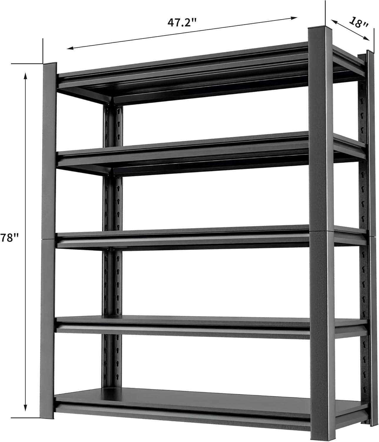 Heavy Duty Metal Storage Shelf, 5 Tier Industrial Shelving Unit - Garage Shelving, Utility Shelf, Metal Storage Rack