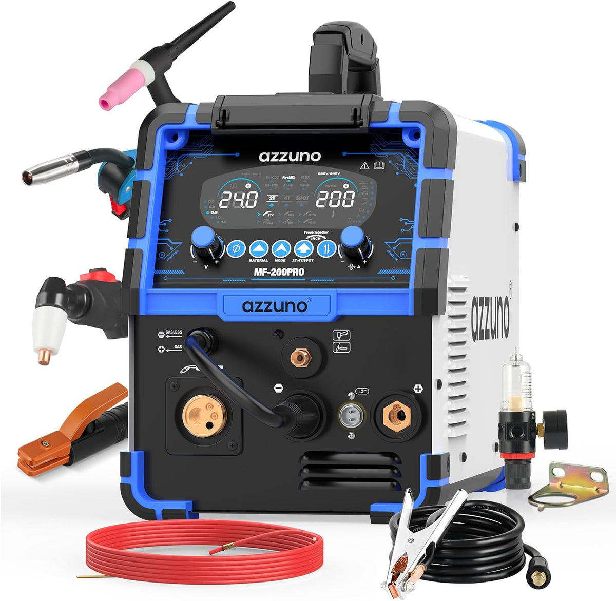 Plasma Cutter Welder Combo 200A, 8 in 1 PULSE Aluminum MIG/TIG/CUT | 8 in 1 Gas MIG/PULSE MIG/MAG/Flux Gasless MIG/HF