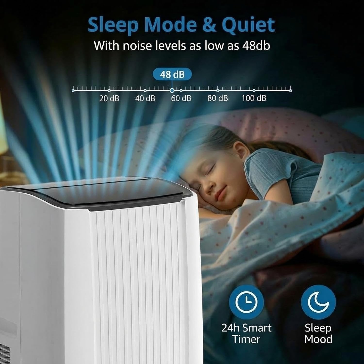 Portable Air Conditioner, 14000 BTU Portable AC Unit with Dehumidifier, Fan and Remote Control, Energy Efficient