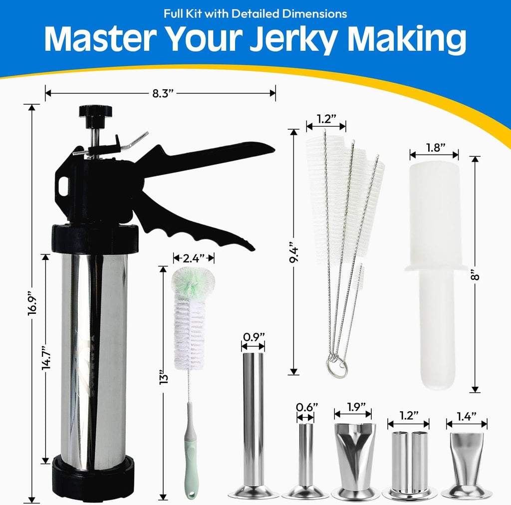 Stainless Steel Beef Jerky Gun Kit, Sausage Stuffer & Meat Maker