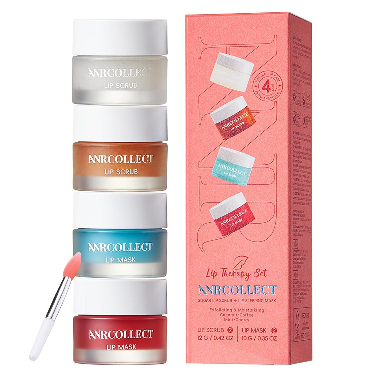 4-Pack Lip Scrub and Lip Mask Set