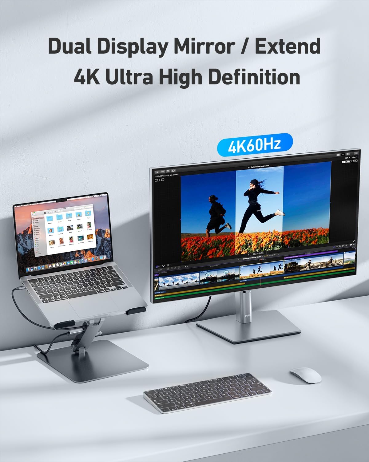 Laptop Stand with USB C 7in1 Docking Station,HDMI 4K@60Hz,1*SD 1*Micro SD,100W Power Delivery,10Gbps 1*USB C 3.2 and