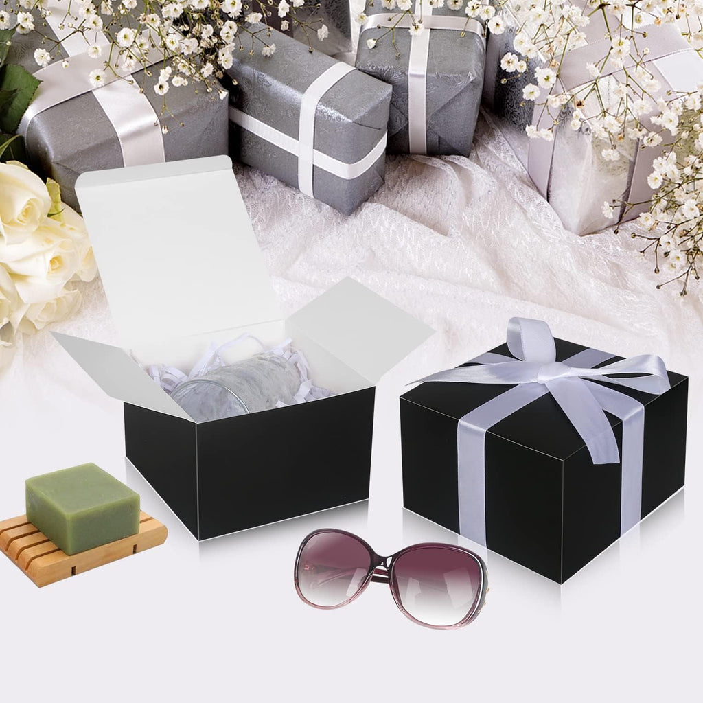 Small Gift Boxes 10 Pack 6x6x4 in Black Gift Boxes with Lids