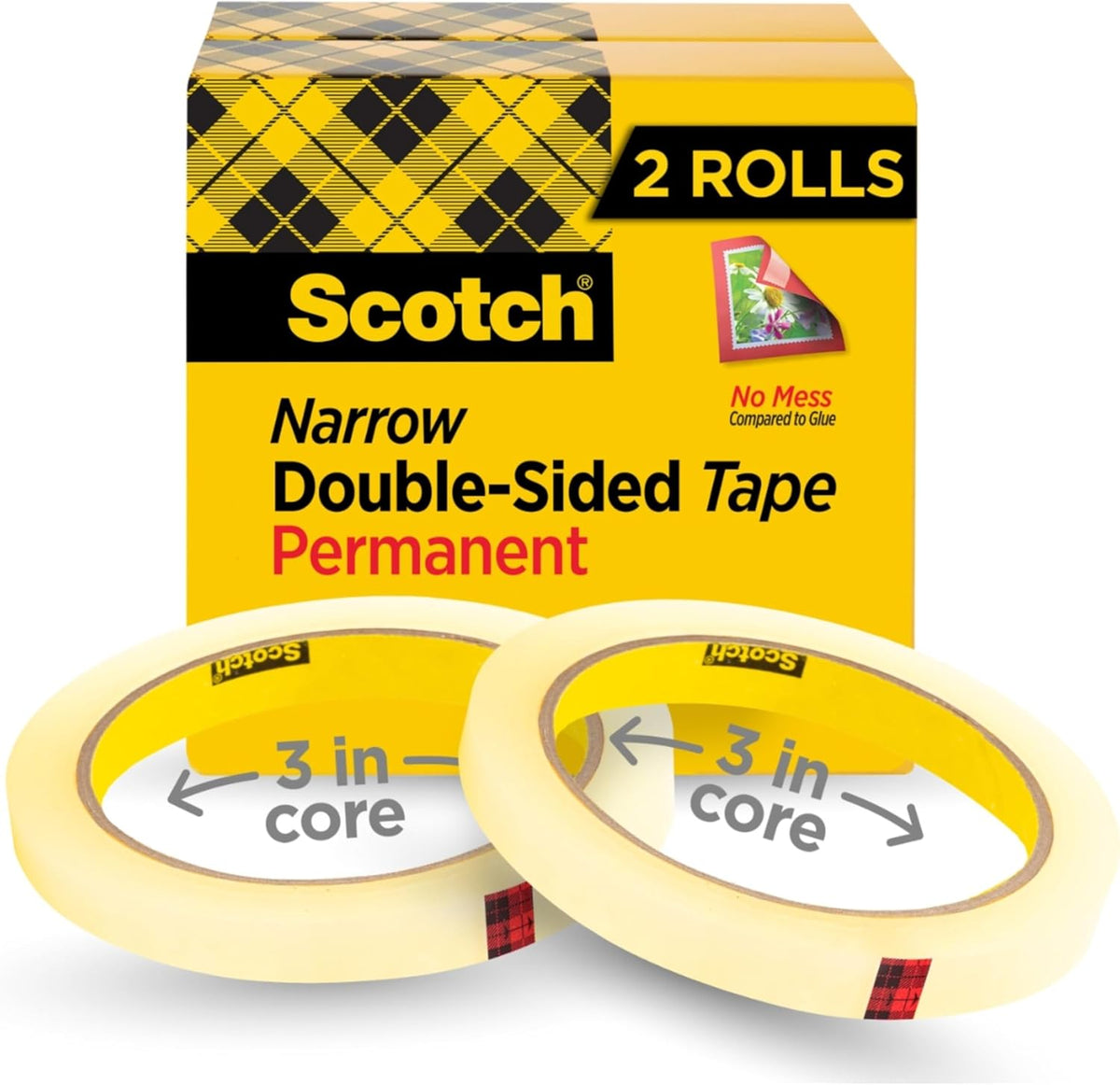Double Sided Tape, 0.50 in. x 1296 in., 2 Tape Refill Rolls