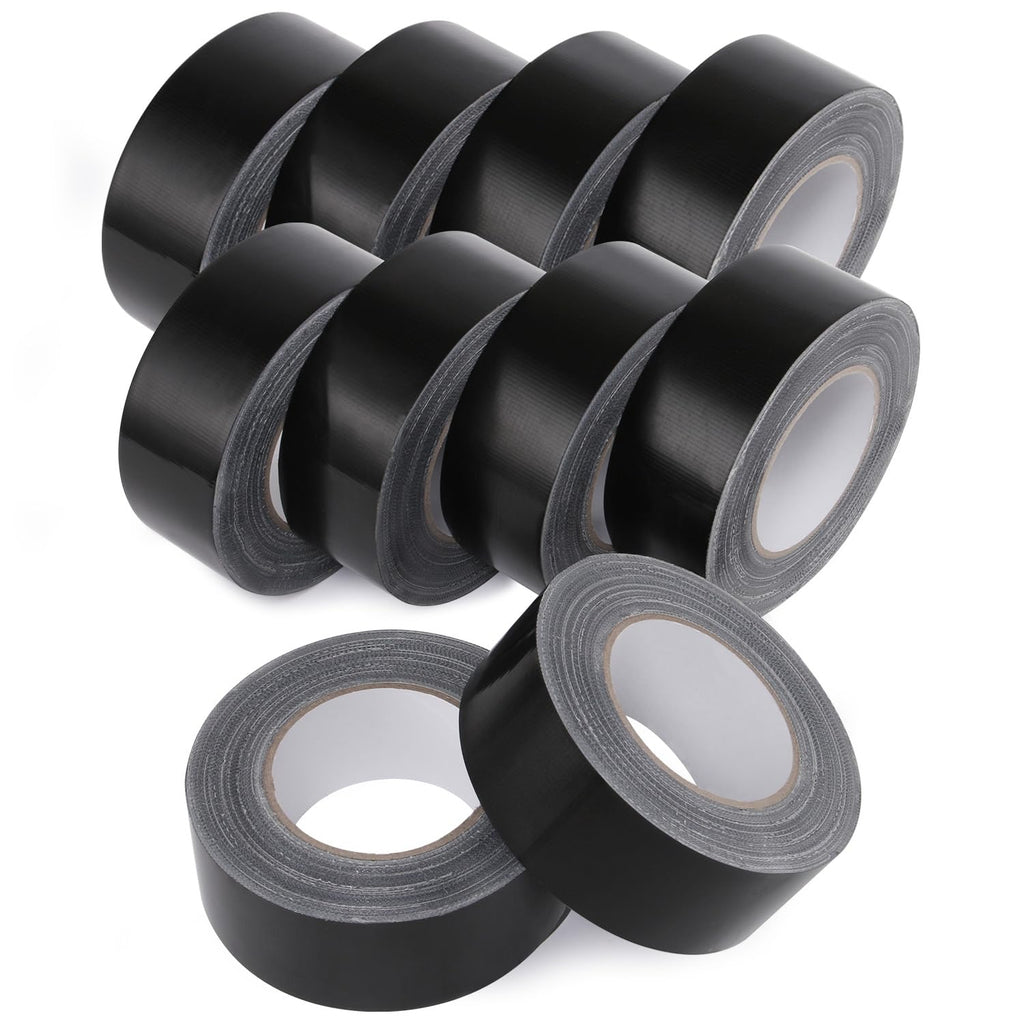 10 Rolls Heavy Duty Black Duct Tapes, 2 Inches x 25 Yards, 17 mil