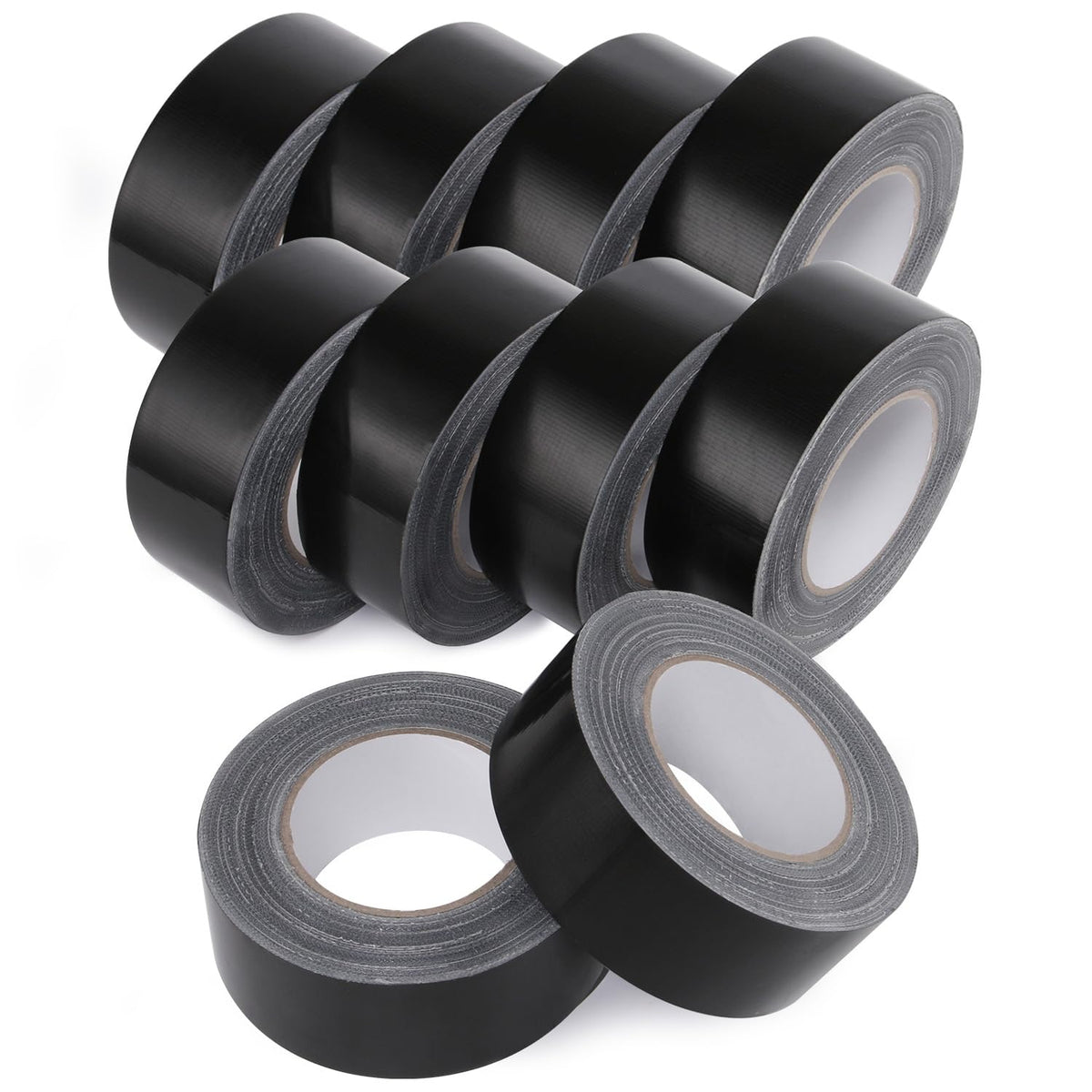 10 Rolls Heavy Duty Black Duct Tapes, 2 Inches x 25 Yards, 17 mil