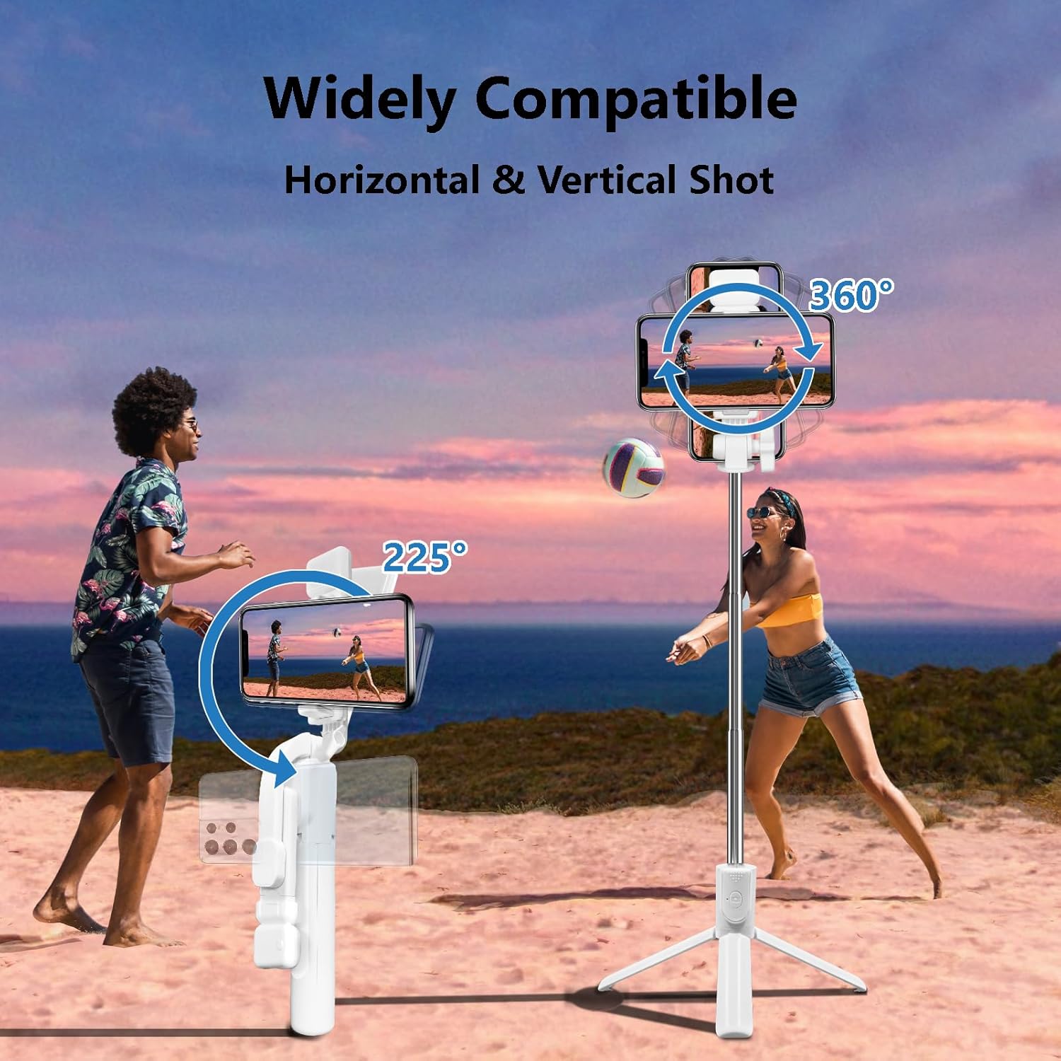 Selfie Stick Tripod, 40 in Retractable Tripod for iPhone with Wireless Remote Control & Light, Portable Phone tripods