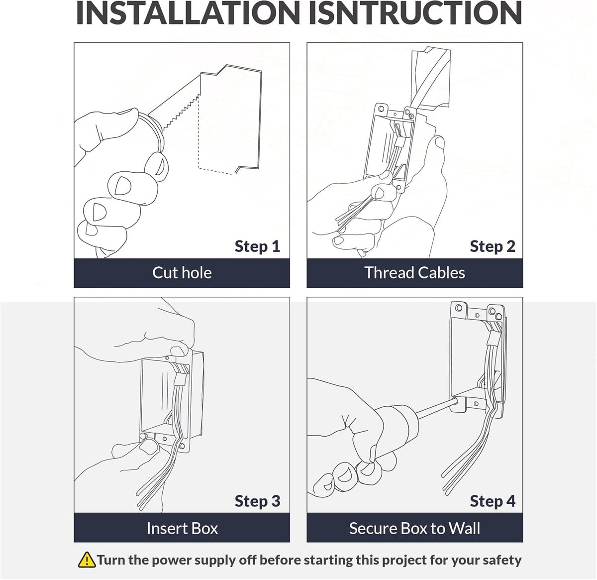 1-Gang PVC Old Work Electrical Outlet Box (1-pack) | 14 cu. in. Plastic Junction Box for Switches, GFCI, or Duplex
