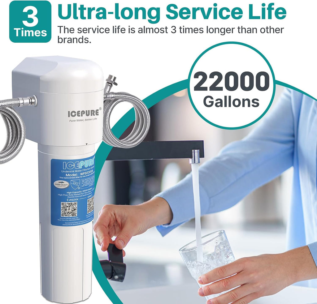 Under Sink Water Filter System, 3 Years or 22000 Gallons Ultra High Life NSF/ANSI 42 Certified, Removes Heavy