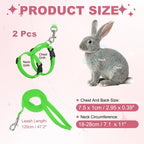 Rabbit Harness and Leash, Escape Proof Bunny 2Pcs, Grass Green