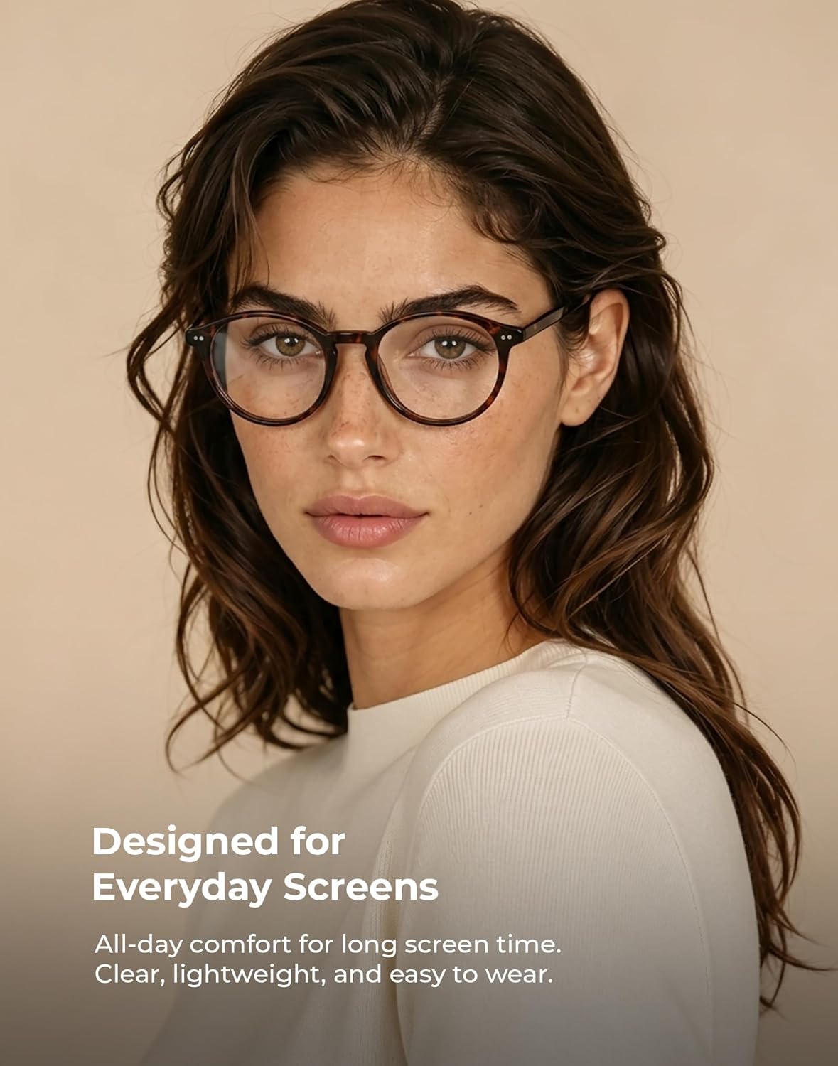 Blue Light Blocking Glasses Men Women,Vintage Round Frame Eyeglasses | Flexible TR90 with Red,Orange,Clear Lens for