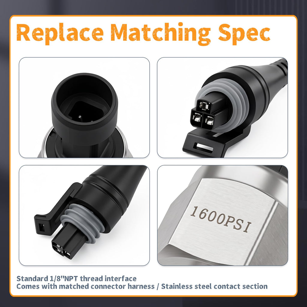 Erchon 1600PSI Pressure Transducer Sensor with Connector Harness
