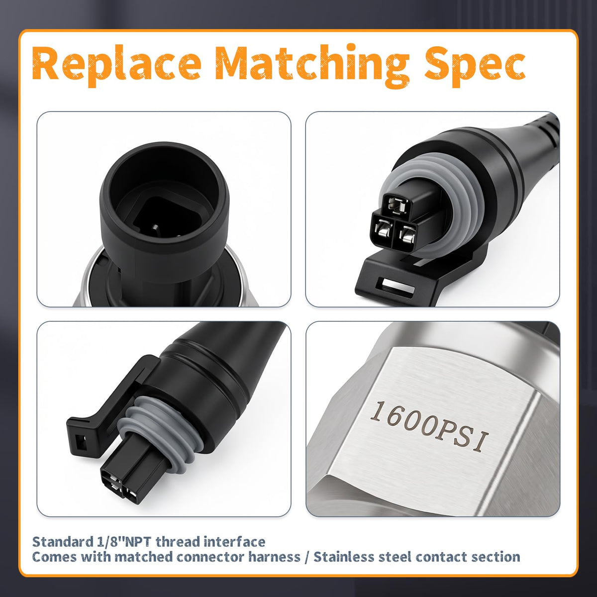 Erchon 1600PSI Pressure Transducer Sensor with Connector Harness