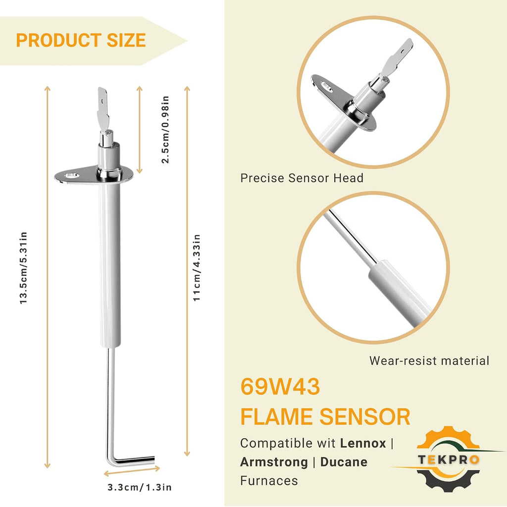 69W43 Flame Sensor, Fits Lennox EL180/ML18UH, Ducane & Armstrong, 1-Pack