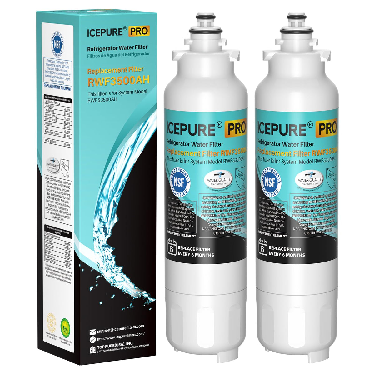 PRO ADQ73613401 NSF401&53&42 Certified Water Filter,2 PACK