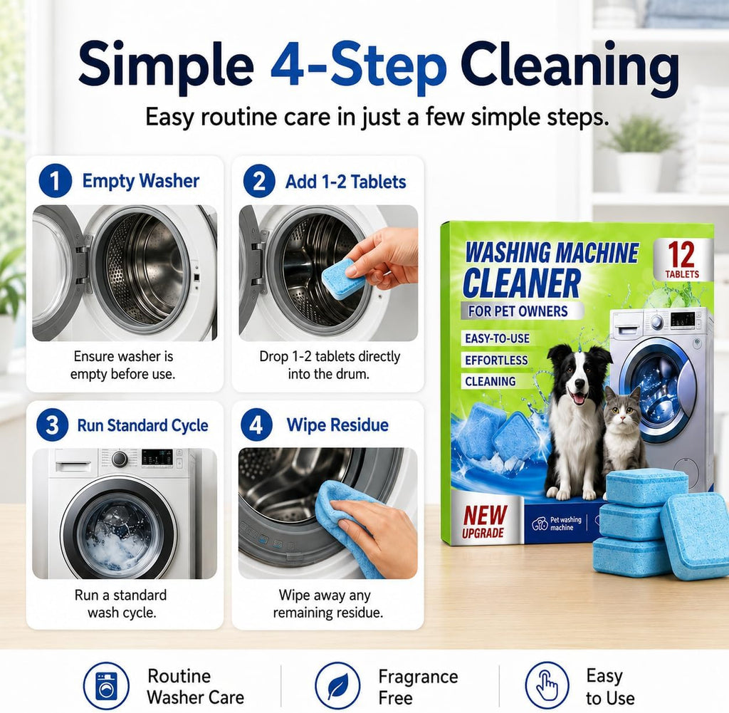 Washing Machine Cleaner Tablets, Fragrance Free Washer Care (12Pcs)