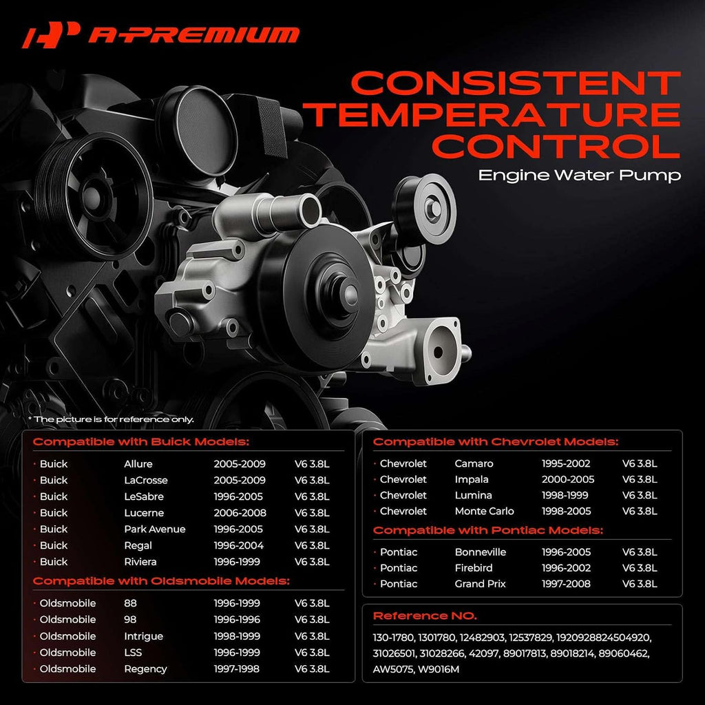 A-Premium Engine Water Pump Compatible with Chevy, Buick, Pontiac, Olds.
