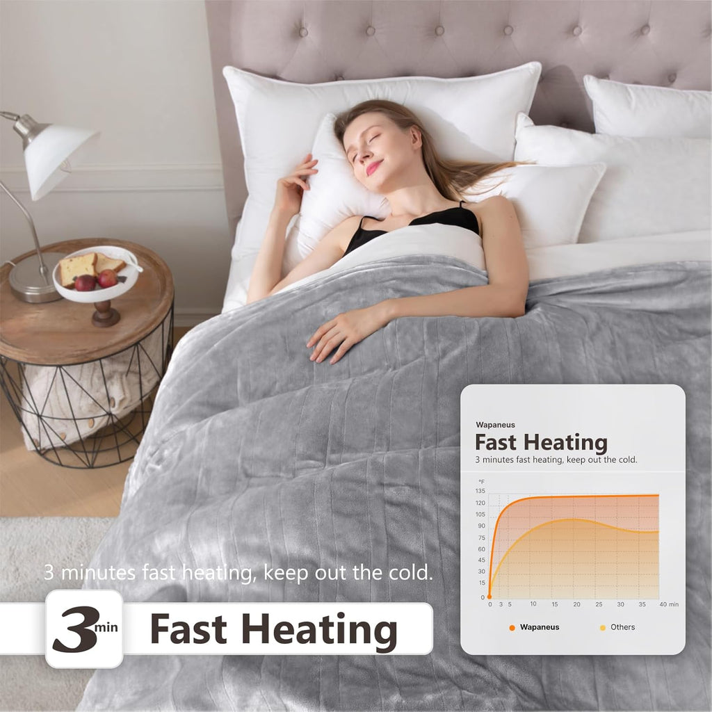 Heated Blanket Electric King Size 90"x100"-Dual Control with 10 Heat Levels 12 Timer Settings and 8 Hours Auto-Shut