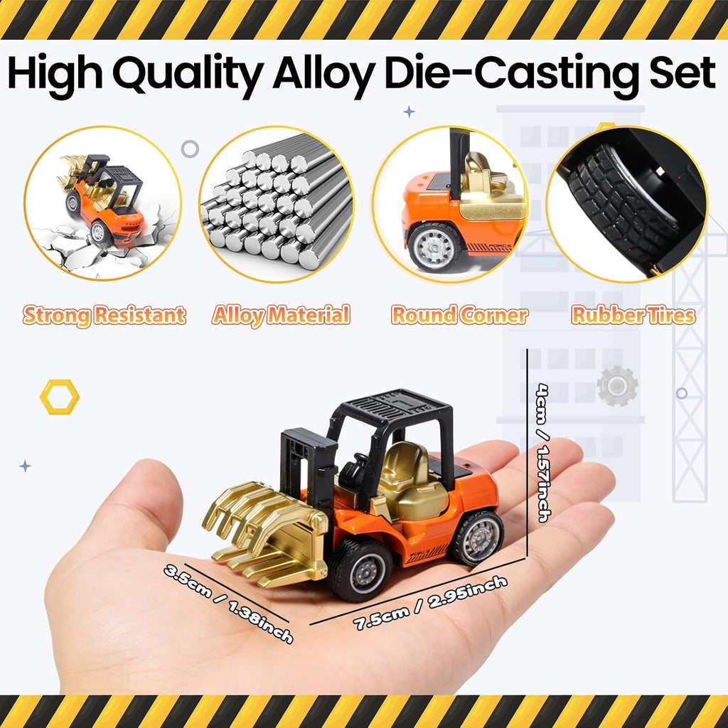 Diecast Construction Trucks for Kids,6PCS Toys Construction Vehicles | Excavator Forklift Dump Truck,Pull Back