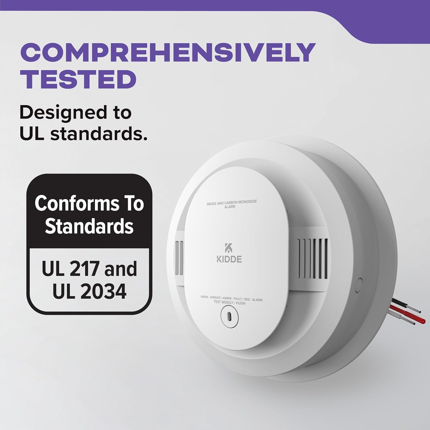 Hardwired Smoke & Carbon Monoxide Detector, AA Battery Backup Smoke Alarm, Interconnectable, LED Warning Light