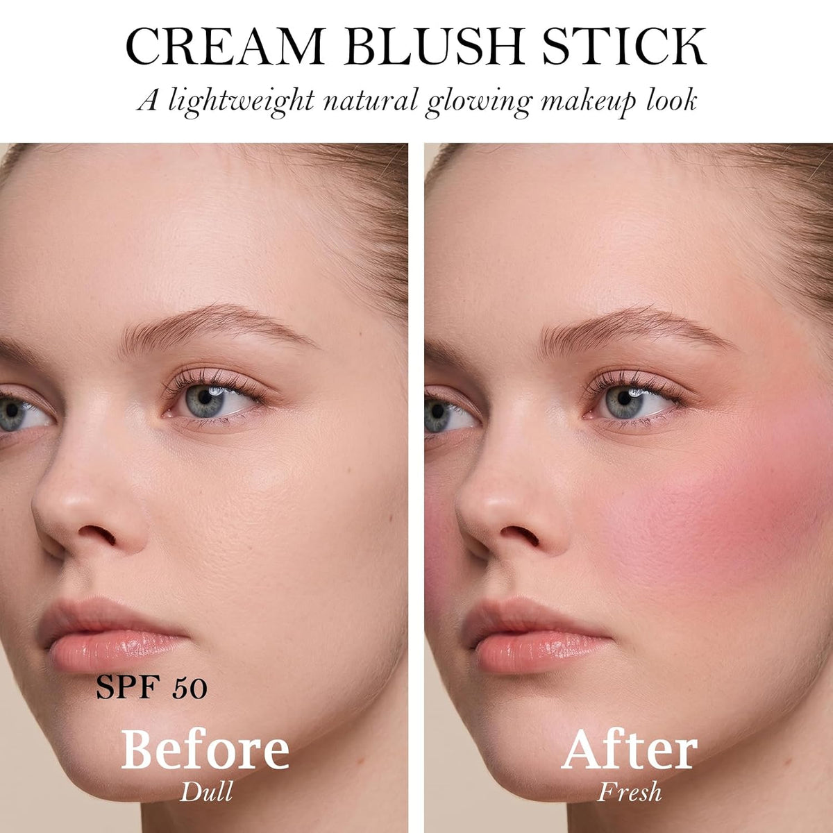 Sunscreen Blush Stick for Cheek & Lip SPF 50 Blendable Cream Color Balm, 04