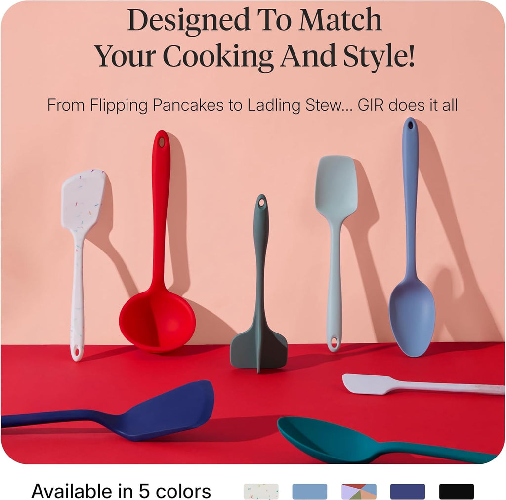 : Get It Right 5 Piece Silicone Ultimate Kitchen Utensils Set - Ladle, Spatula, Flip, Spoon & Spoonula - Non-Toxic