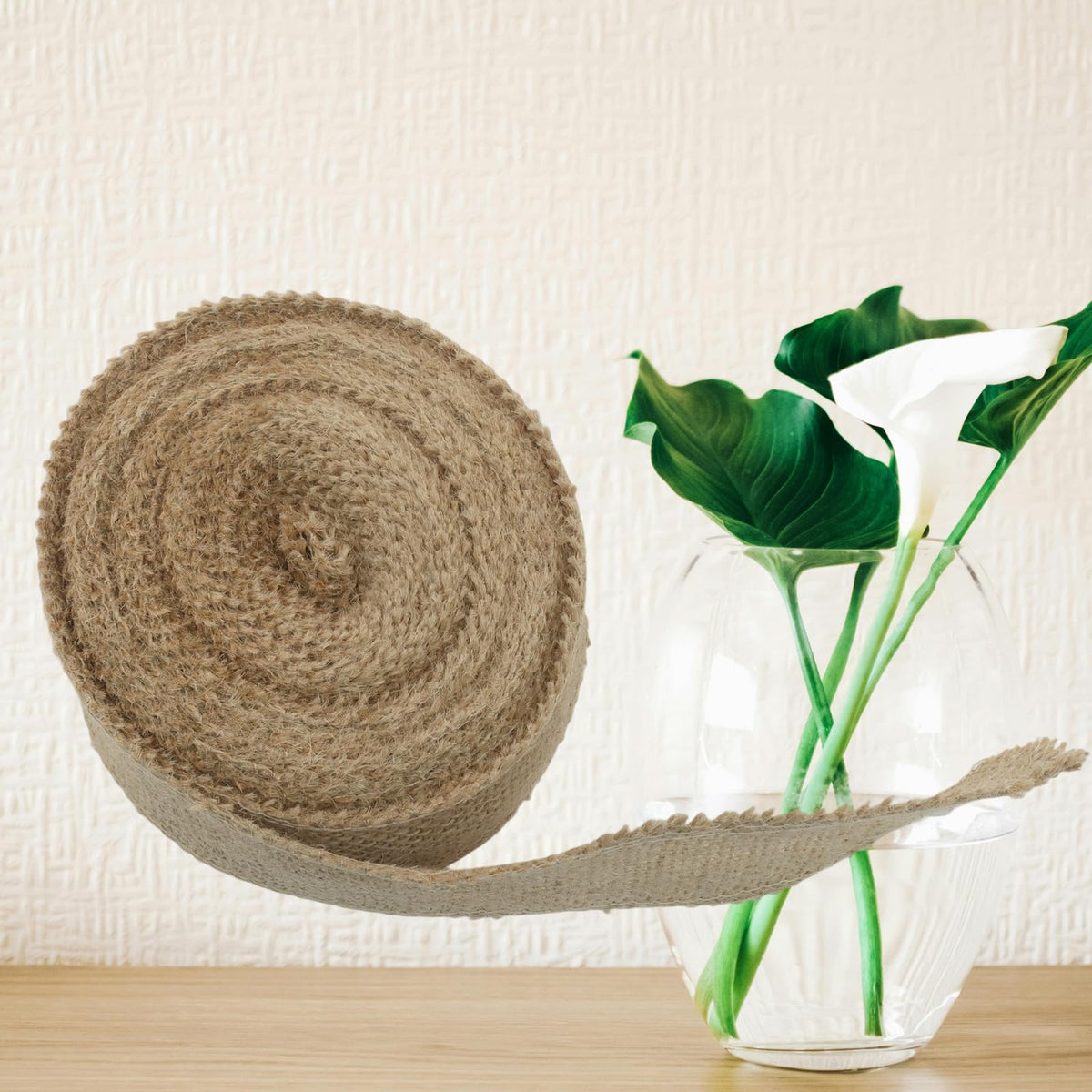 2" Wide Natural Burlap Fabric Roll, 10 Yards Jute Ribbon