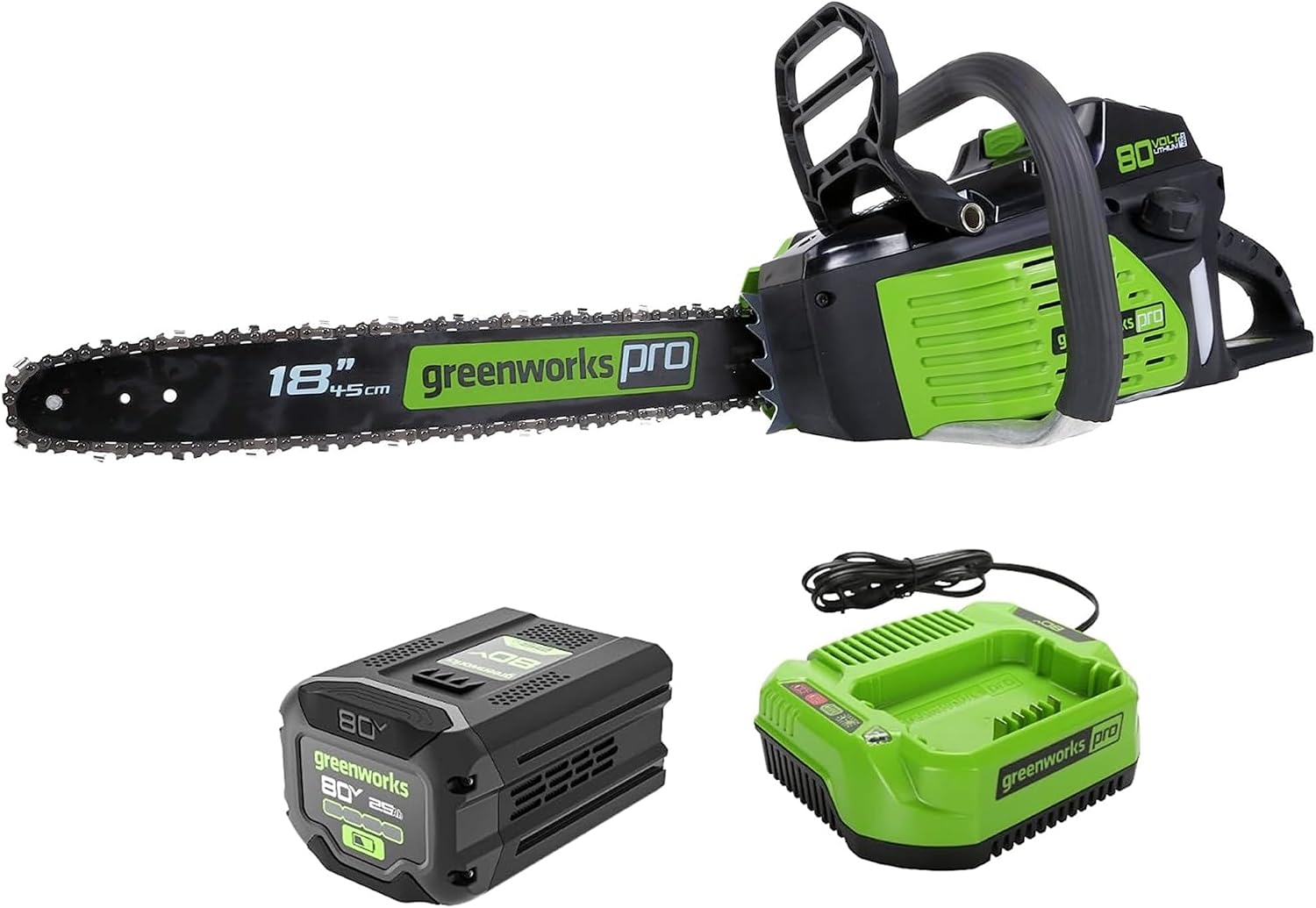 80V 18" Brushless Cordless Chainsaw (Great For Tree Felling, Limbing, Pruning, and Firewood) / 75+ Compatible Tools)
