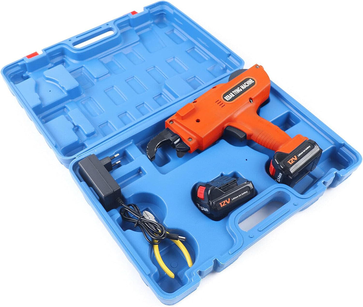 Automatic Rebar Tier Tying Machine, 8-34mm 12V Handheld Rebar Tier Gun Steel Bar Rod Tying Banding Tool Kits Steel