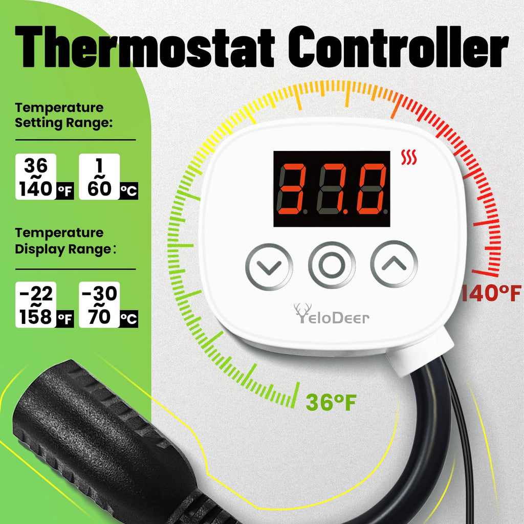 YeloDeer 120V Plug-in Digital Heating Temperature Controller Outlet