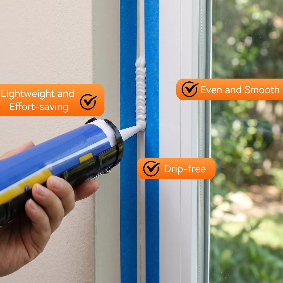 Caulk Gun Kit, Smooth Silicone Caulking Gun and Caulk Remover Tool, Sealant Finishing Tool Grout Scraper for Kitchen