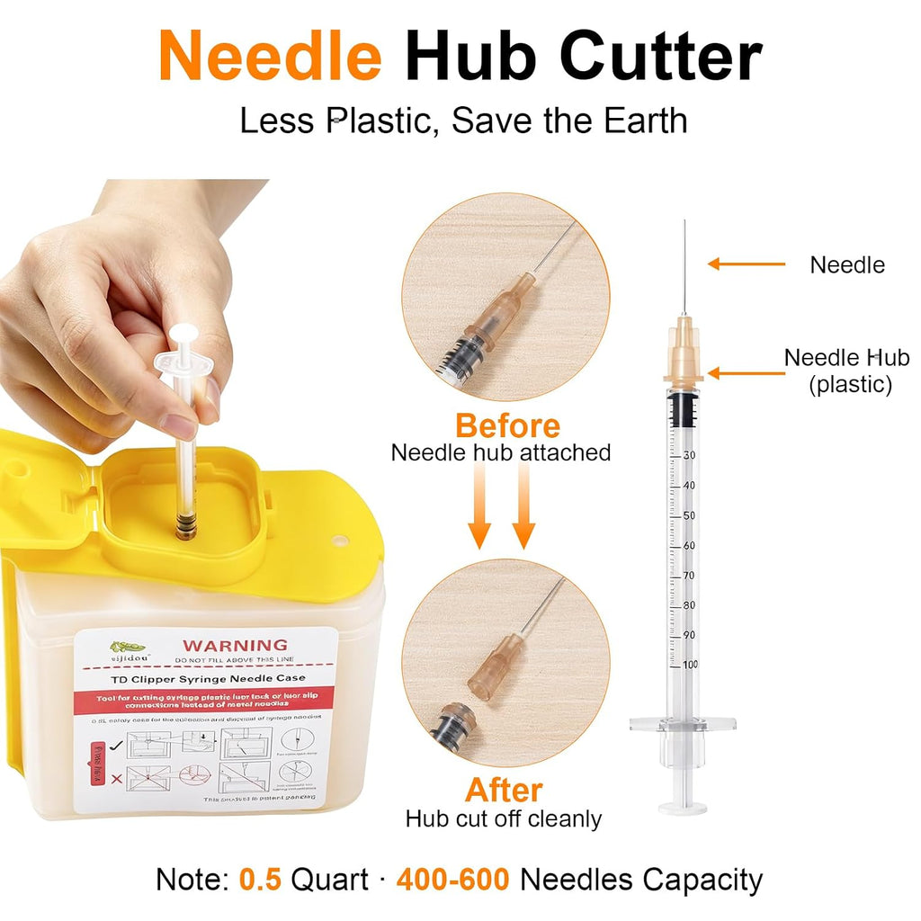 Needle Hub Clipper for Syringe and Disposal Sharps Container, Fits for Home and Travel,Compatible with Insuline