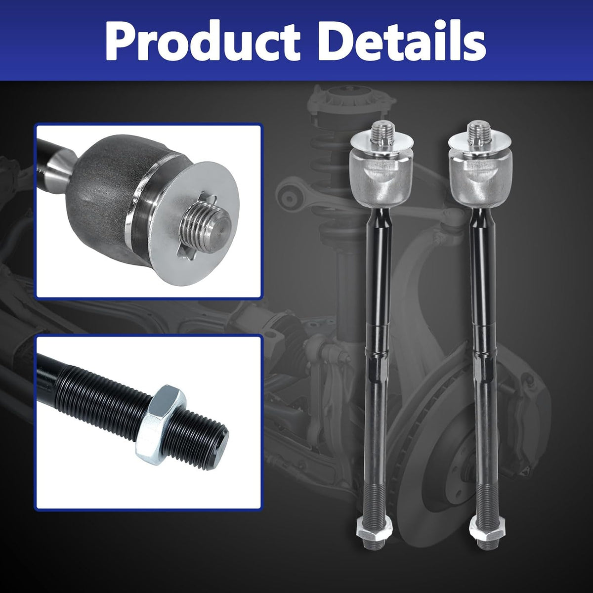 4Pcs Front Steering Inner Outer Tie Rod Ends Kit