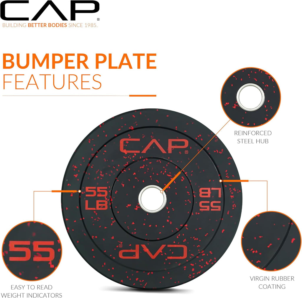 2-inch Olympic Bumper Plate Weight Set | 100-370 lbs | Multiple Colors | Storage Rack Optional