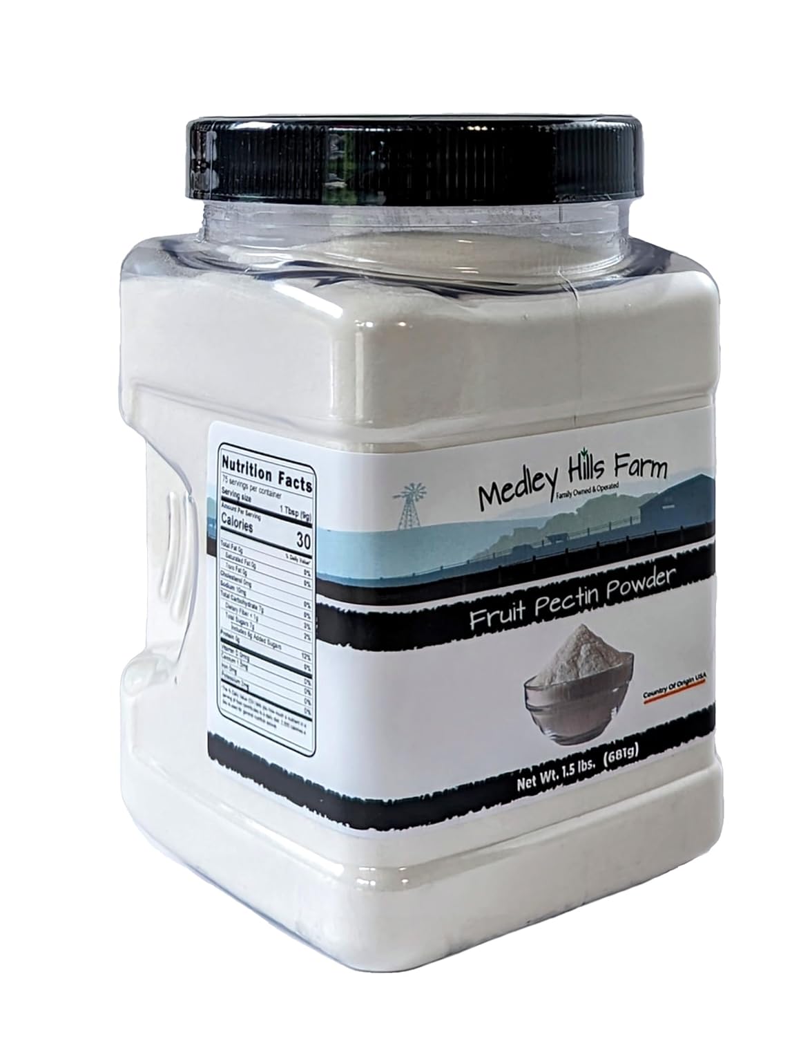 Fruit pectin Powder by Medley hills farm 1.5 Lbs. in Reusable Container - Premium Fruit pectin for canning jam or
