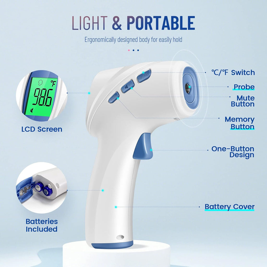 Forehead Thermometer for Adults and Kids, Digital Baby Thermometer with Fever Alarm, Fast Accurate Results, Home