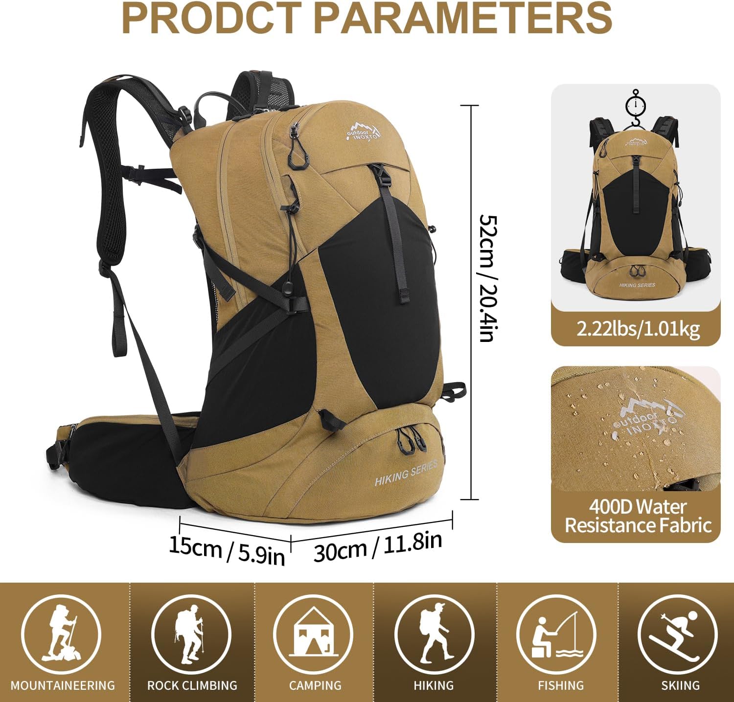 Hiking Backpack, 26L/40L Waterproof Hiking Daypack with 3L Water Bladder and Rain Cover, Lightweight Travel Camping